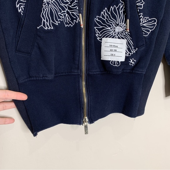 Thom Browne Koi & Chrysanthemum Embroidered Classic 4-Bar Hoodie - Picture 9 of 16